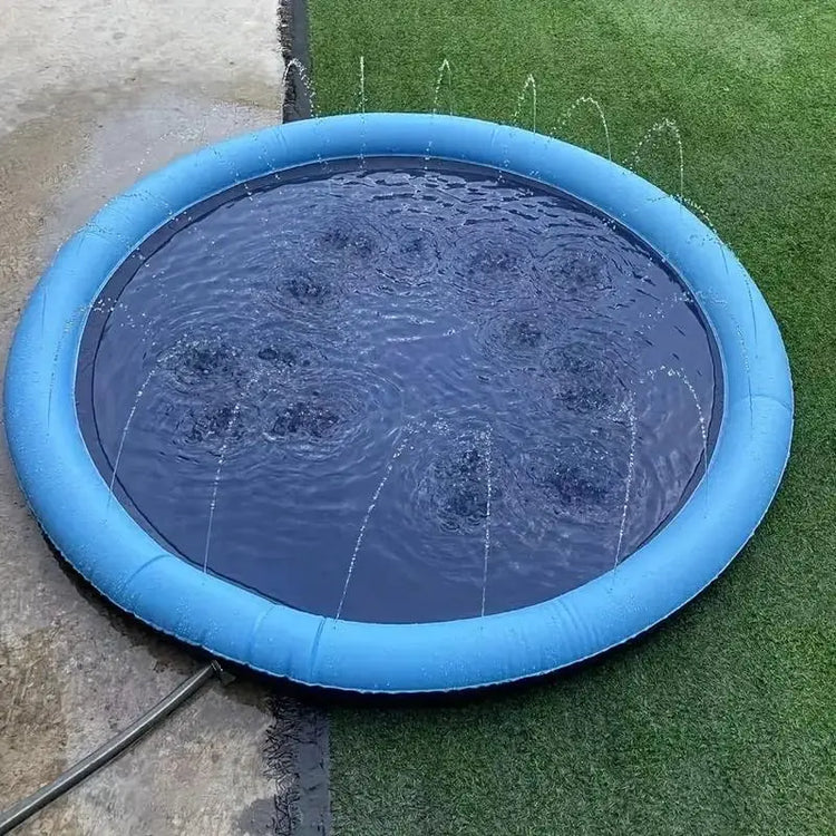 Outdoor Dog Water Sprinkler Pad, Portable Non-Slip Fun Pet Splash Pad for Bathing and Play, Outdoor Pet Shower Soaker 