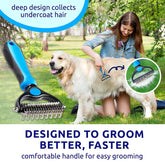Pet Grooming Brush, Double-Sided Shedding and Deshedding Bottom Rake for Dogs and Cats, Extra-Wide Dog Grooming Brush, Pet Grooming Tool, Self Grooming Brush, Christmas Pet Supplies Gift