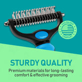 Pet Grooming Brush, Double-Sided Shedding and Deshedding Bottom Rake for Dogs and Cats, Extra-Wide Dog Grooming Brush, Pet Grooming Tool, Self Grooming Brush, Christmas Pet Supplies Gift