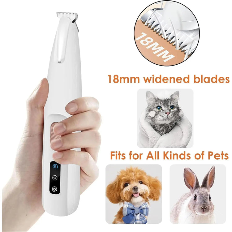 Rechargeable Pet Hair Trimmer Kit, Pet Paw Trimmer, Cordless Quiet Dog Trimmer for Grooming with LED Light, Small Dog Grooming Clippers for Dogs & Cats, Pet Grooming Tool,Waterproof, Low Noise Pet Shaver,