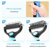 Pet Dematting Undercoat Rake for Long Haired Dogs Cats, Double Sided Deshedding Brush, Pain Free Tangle Remover to Reduce Shedding & Mats, Pet Grooming Tool N2 Comb