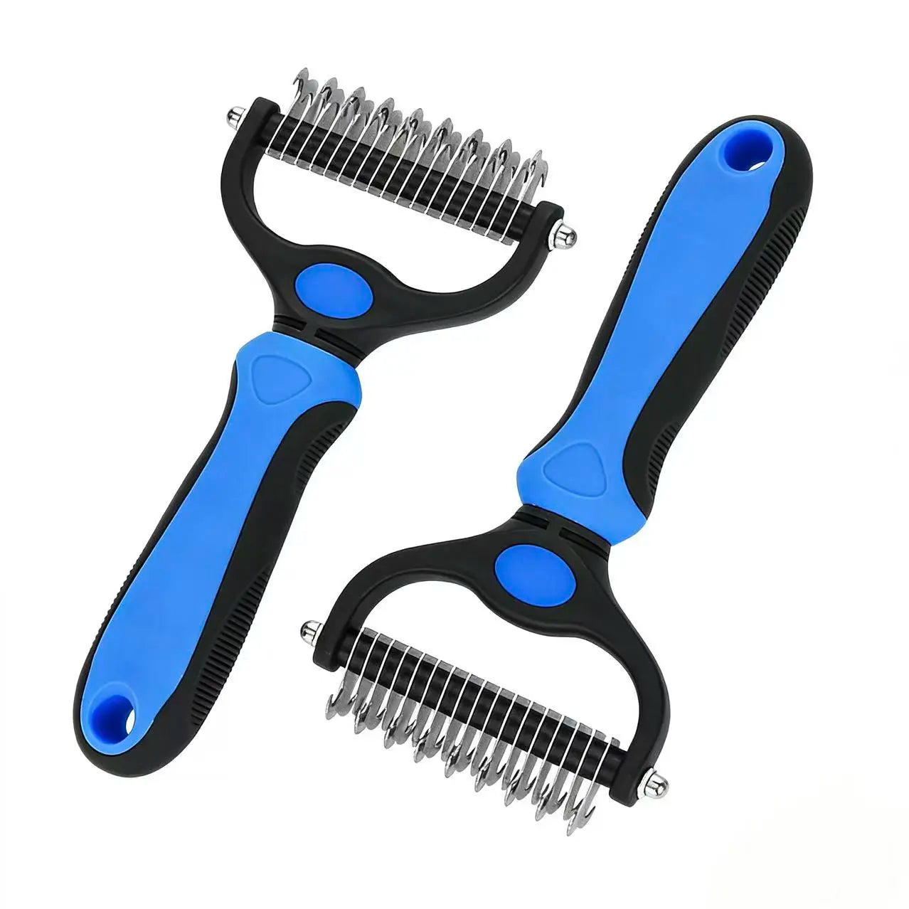 Pet Dematting Undercoat Rake for Long Haired Dogs Cats, Double Sided Deshedding Brush, Pain Free Tangle Remover to Reduce Shedding & Mats, Pet Grooming Tool N2 Comb