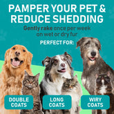 Pet Grooming Brush, Double-Sided Shedding and Deshedding Bottom Rake for Dogs and Cats, Extra-Wide Dog Grooming Brush, Pet Grooming Tool, Self Grooming Brush, Christmas Pet Supplies Gift