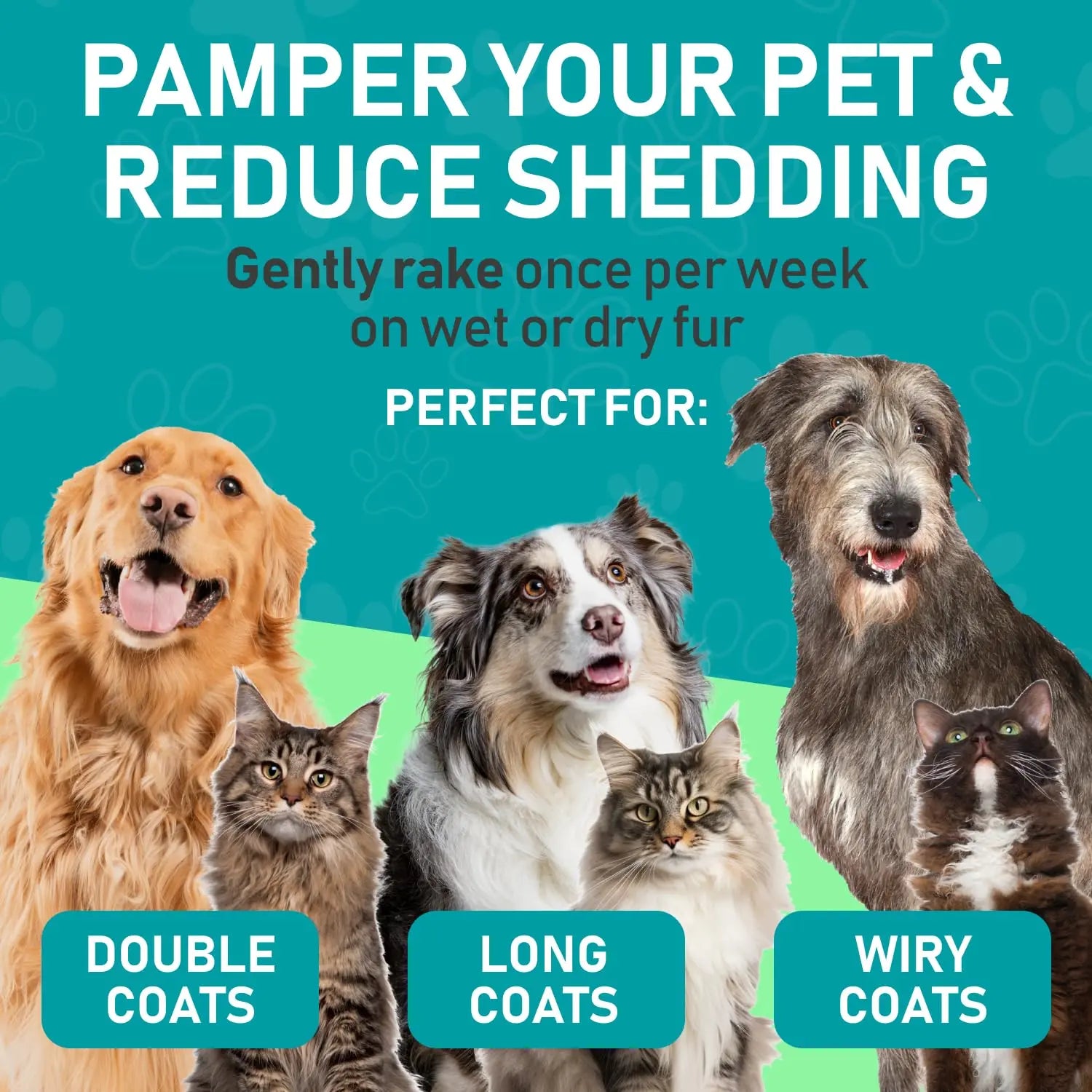 Pet Grooming Brush, Double-Sided Shedding and Deshedding Bottom Rake for Dogs and Cats, Extra-Wide Dog Grooming Brush, Pet Grooming Tool, Self Grooming Brush, Christmas Pet Supplies Gift